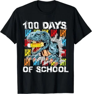 100th Day of School Dino Kids Happy 100 Days Dinosaur T Shirt Men Women Kid NEW - Picture 1 of 5