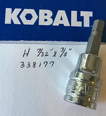 Kobalt H 7/32 x 3/8" Dr Hex Bit Socket 338177 Free Shipping - Image 1 of 2