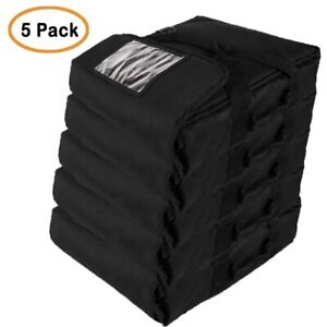 Case of 5 Pizza Delivery Bags Thick Insulated(Holds 2-3 16" or 18" pizzas) Black