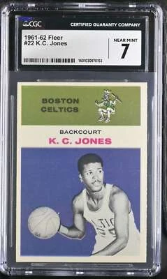1961-62 FLEER #22 K.C. JONES 7 NEAR MINT RC ROOKIE CELTICS 73 - Image 1 of 2