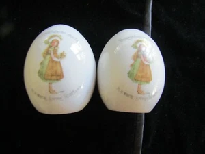 Vintage Porcelain Holly Hobbie Green Girl Salt And Pepper Shakers *** - Picture 1 of 6