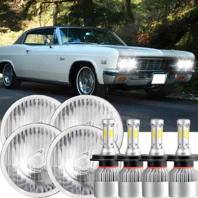 6000K For 1966-1976 Chevrolet Caprice 5 3/4" 5.75"inch LED Headlights Hi/Lo DRL - Image 1 of 4