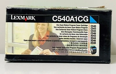 Cyan Genuine Lexmark C540A1CG Toner Cartridge Box C540 C543 X543** - Image 1 of 2