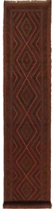 Afghan Hand Knotted Tribal Mashwani Kilim Wool Area Runner Rug 12.9x 2.5 Ft - Picture 1 of 6