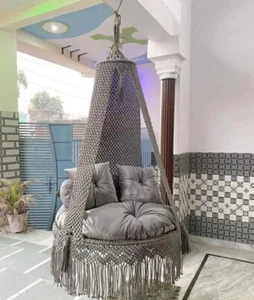 Mejor Silla Columpio Colgante Hecha a Mano Exterior Interior Hamaca Boho Columpio Redondo - Imagen 1 de 2