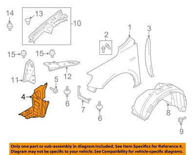 Componentes de guardabarros para Suzuki OEM 10-13 Kizashi - Protector delantero 7232457L00 Foto 1 de 2