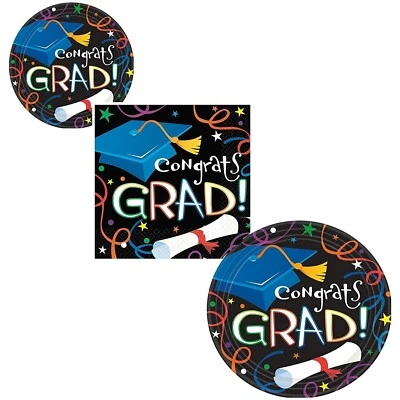 Graduation Plates & Napkins Bundle 8 Dinner 8 Cake/Appetizer 16 Napkins Congrats - Image 1 of 4