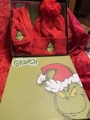 Dr. Suess - El Grinch Juego de Regalo 2 Piezas Gorra Tejida Glomitt Nuevo En Caja Foto 1 de 4
