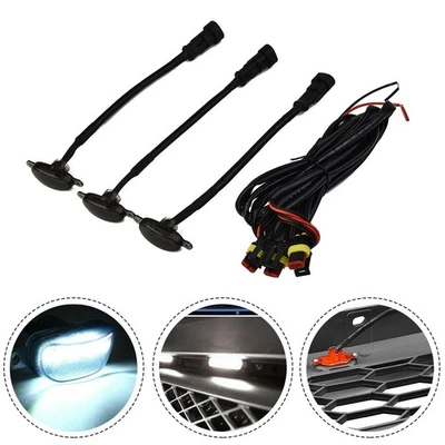 3pcs/set  20cm Smoke Lens + Black Wire Front Grille LED Lights ABS Plastic  New - Image 1 of 4