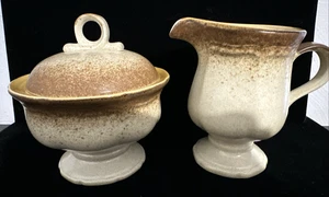 Vintage Mikasa Vollkorn E8000 Milchkännchen und Zuckerdose mit Deckel Japan Steinzeug - Bild 1 von 11