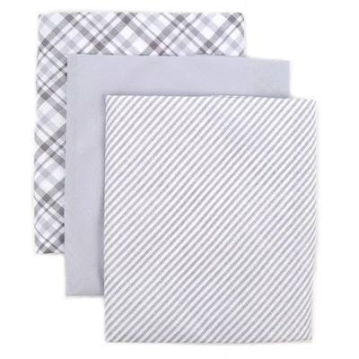 Pañuelos para hombre grises lisos, a rayas y a cuadros 100 % algodón 3 piezas Foto 1 de 4