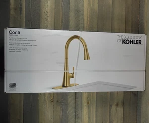 KOHLER Conti Kitchen Pull Down Faucet In Vibrant Brushed Brass R32123-2MB - NEW! - Picture 1 of 6