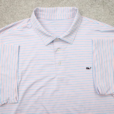 Camisa Polo Vineyard Vines OTG Para Hombres 3XB XXXL-Rosa Grande/Azul Sankaty Elastizada S/S Foto 1 de 4