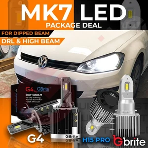 VW GOLF MK7 LED HEADLIGHT KIT PACKAGE DRL SUPER HIGH BEAM FLASH H15 H7 - Picture 1 of 10