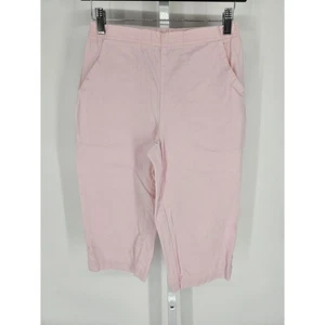 Croft & Barrow Womens Sz 4P Petite Pull On Capri Pants Light Pink Tie Hem - Picture 1 of 4
