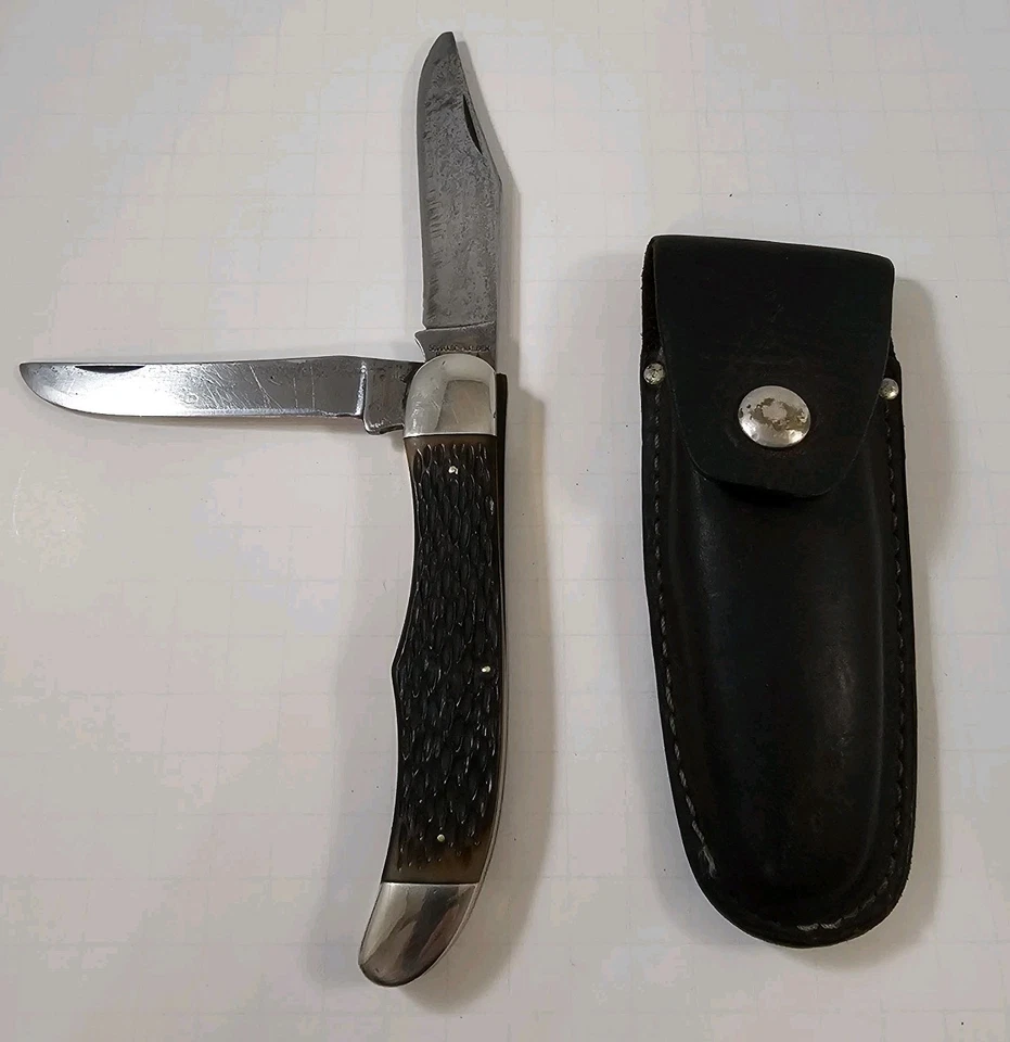 Винтажный складной охотничий нож SCHRADE WALDEN USA N.Y. 225 H с ножнами - Изображение 1 из 4