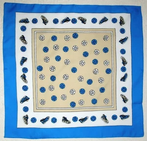 PAPPAGALLO SQUARE BLUE & BEIGE SOCCER SCARF * Made in Italy - Picture 1 of 3
