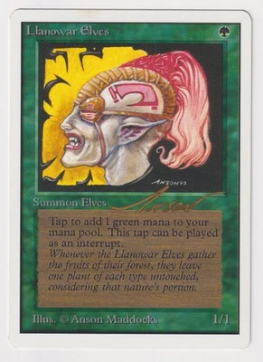 Gold Signed Llanowar Elves MP Unlimited Artist Anson Maddocks 1993 MTG Magic! - Image 1 of 2