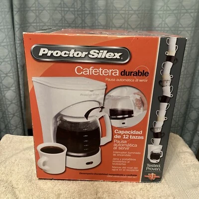 PROCTOR SILEX 12 CUP COUNTER TOP COFFEE Maker BREWER WHITE NEW Open Box 43501Y - Image 1 of 3