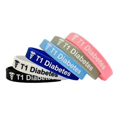 Typ 1 Diabetes Armband Medizinische Warnung Id Bänder T1 Ein 'Diabetic' - Bild 1 von 4