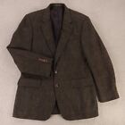 VINTAGE Tweed Jacket M Brown Glen Plaid 100% Wool Blazer Robert Stock USA 42L