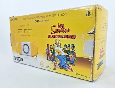 THE SIMPSONS EDITION PSP YELLOW CONSOLE COMPLETE CIB Tested PAL Spanish 2004-ZX - Image 1 of 4