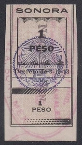 MEXIKO, 1913-14. Revenue Sonora State Tax SO56A, gebraucht - Bild 1 von 1