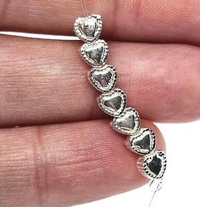 x10 Wholesale Sterling Silver Heart Spacer Beads Jewellery Findings - 5mm - Picture 1 of 7