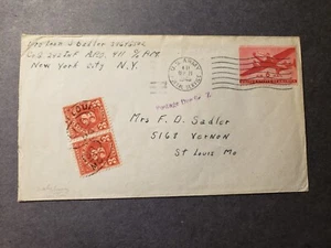 APO 411 SALZBURG, AUSTRIA 1945 Army Cover 242 Infantry POSTAGE DUE - Picture 1 of 2