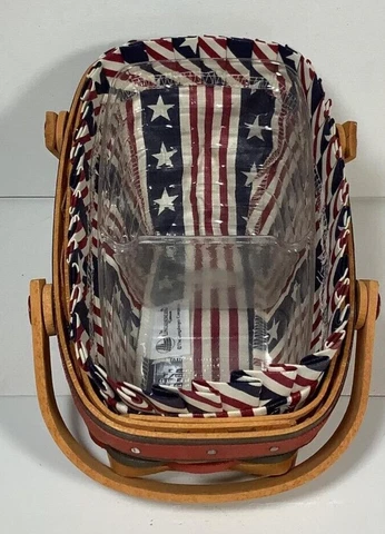 Longaberger 1996 All American Vegetable Basket with Liner and Divided Protector Cover