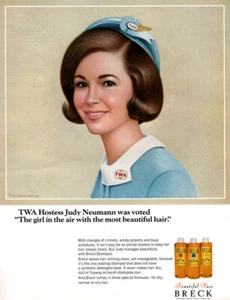 Breck Shampoo TWA Stewardess Judy Neumann Ralph William Williams 1966 Print Ad - Bild 1 von 1
