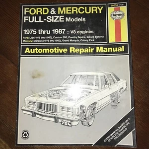 Haynes Ford and Mercury Full Size Models 1975-1987 Automotive Repair Manual V8 - Picture 1 of 10