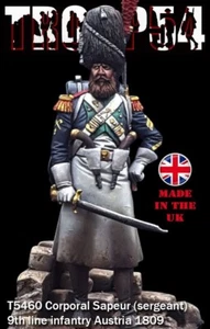 Troop54 Napoleónico Francés Zapador 9ª Línea Infantería 1809 54mm Kit Sin Pintar - Imagen 1 de 8