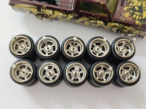 CUSTOM 5 SPOKE RUBBER WHEELS TIRES 5 SETS CHEVY SILVERADO METAL GUN RETRO - Picture 1 of 7