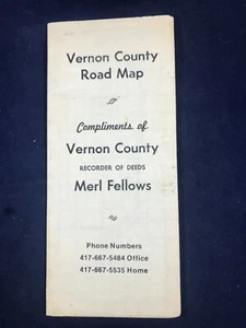 Vintage Vernon County MO Road Map Compliments of Recorder of Deeds Merl Fellows2 - Picture 1 of 3