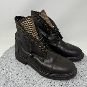 L'Idea By Lori Botas Mujer 7.5 Marrón Cuero Combate Botines Zapatos Italia 38 - Imagen 1 de 21