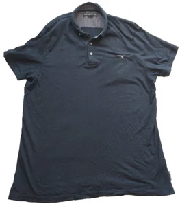 French Connection Men's 2XL Button Down Polo Shirt Navy Blue Short Sleeve - Foto 1 di 8