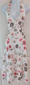 Womens Great Plains Dress size medium midi linen fit &flare white flower party - Picture 1 of 4