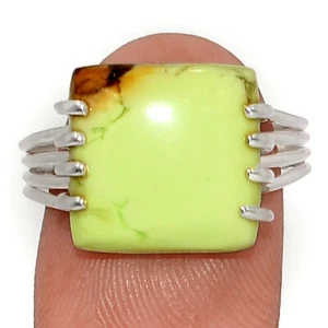 Natural Citron Chrysoprase 925 Sterling Silver Ring Jewelry s.9 CR61153 - Picture 1 of 1