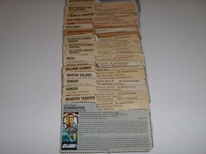 Gi Joe Red Back Cut File Card Pick & Choose each addtl free shipping Please Read