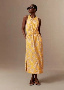 NWT Me+Em Dahlia Print Cotton Maxi Dress Yellow US 6 - Picture 1 of 6
