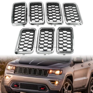 7PCS Front Grille Grill Inserted Trim Fit For SUV Jeep Grand Cherokee 2017-2021 - Picture 1 of 20