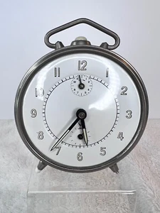 Jaz (French) Mechanical Alarm Clock - 1970s Chrome Silver Plate - Picture 1 of 9