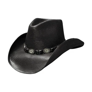 BLACK HILLS schwarzer Stroh-Cowboyhut von Bullhide - Bild 1 von 1
