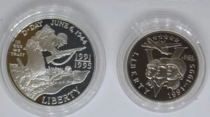 1991-1995 World War II 50th Anniversary Commemorative 2-Coin Proof Set OGP COA - Picture 1 of 10
