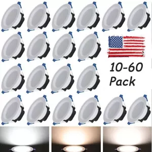 10-60PC 7W 3-Color Dimmable LED Recessed Downlight Spotlight Recessed Ceiling US - Picture 1 of 9