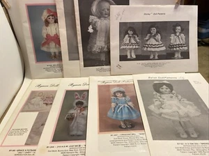 Lot Of 8 Byron & Shirley DOLL PATTERNS Sewing 5” - 11” Size Dolls Dresses Uncut - Picture 1 of 9