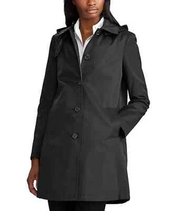 $220 Ralph Lauren Women's Hooded Raincoat with Removable Hood, Black, XS - Picture 1 of 4