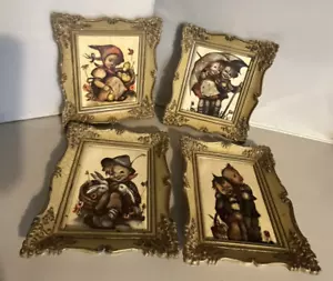 Set of 4 Vintage Hummel Picture Print Germany Plastic Frames Wiesbaden - Picture 1 of 10