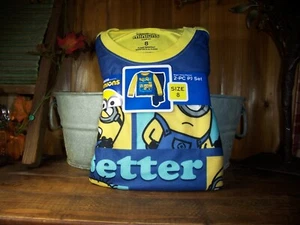 MINION BOYS 2 PIECE LONG SLEEVE FLANNEL PAJAMA SET SIZE 8 SLEEP SET SHIRT PANTS - Picture 1 of 1